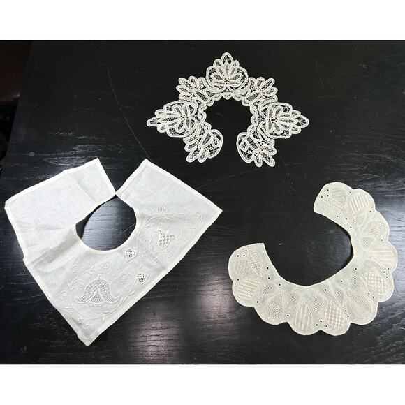 Vtg Neck Collar Trims- Set of 3 - Cream color- intricate- cottagecore sewing - Picture 1 of 8
